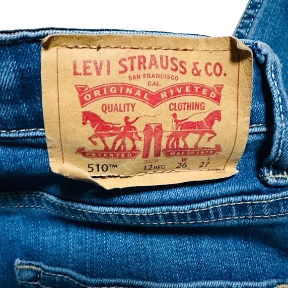 Levis 510 Dark Blue Skinny Jeans Stretch Boys Size 12 Reg 26x27 - Picture 4 of 5